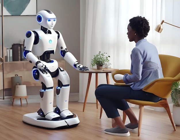 Um terapeuta robô fornecendo apoio emocional a um paciente humano