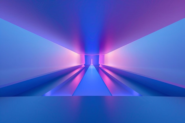 um teto roxo e azul com uma luz roxa no meioTech futuro túnel brilhante com uma luz