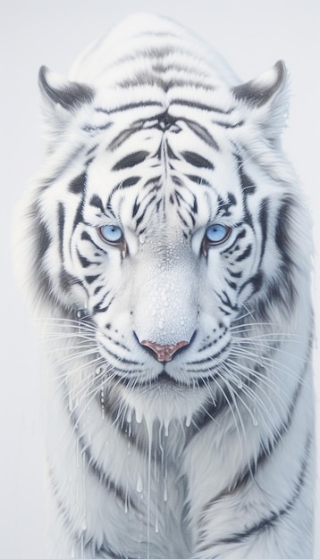 Foto um tigre branco de olhos azuis