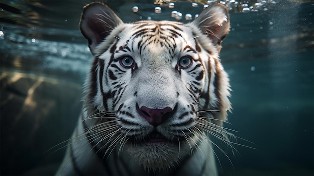 Um tigre branco na água