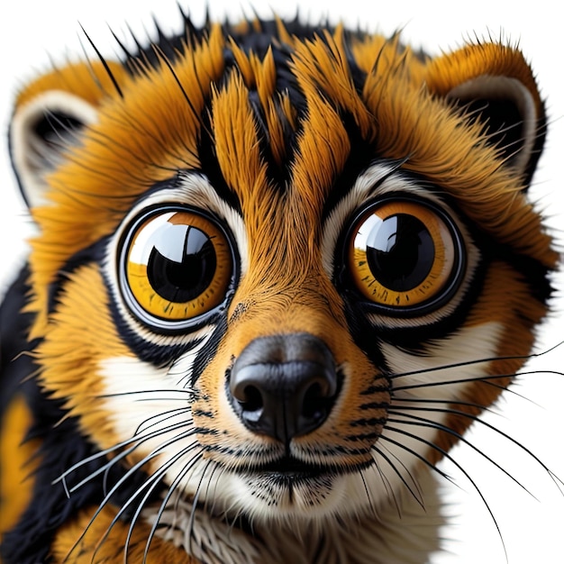 Foto um tigre com olhos grandes isolado em fundo branco generativo ai