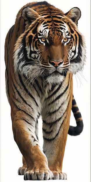 Foto um tigre com um fundo branco