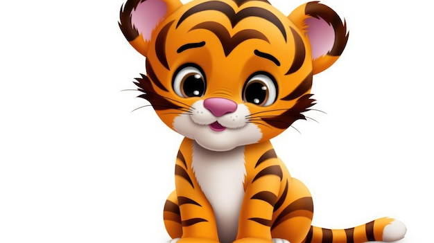 Um tigre de desenho animado que está sentado