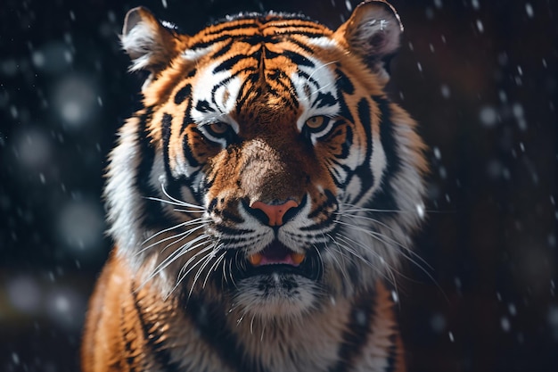 um tigre está parado na neve