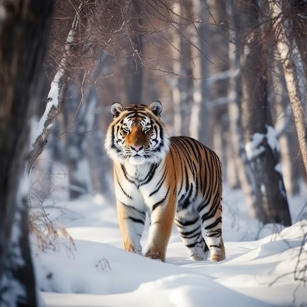 Um tigre na neve