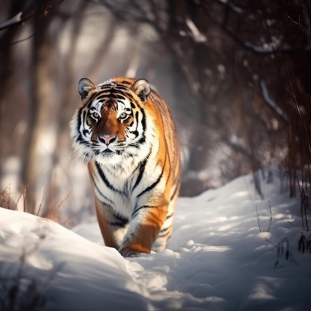 Um tigre na neve