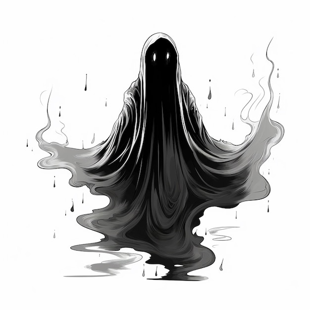 Um tipo de fantasma de Halloween desenhado à mão