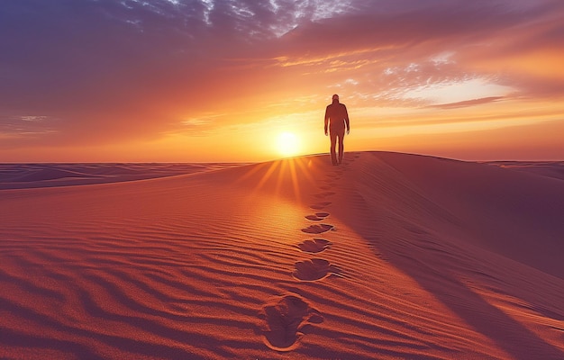 Foto um tipo na areia indo em obediência a deus