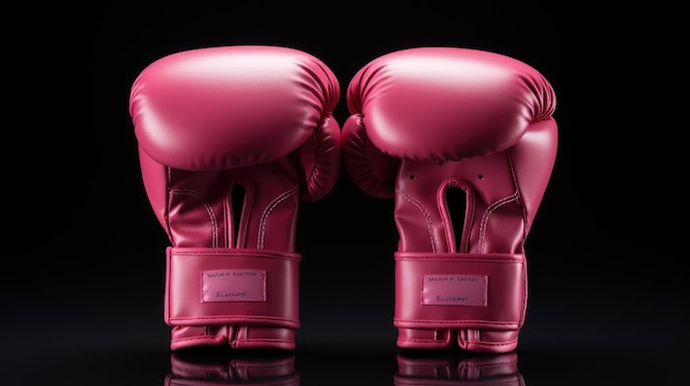 Um tiro de close-up de luvas de boxe rosa
