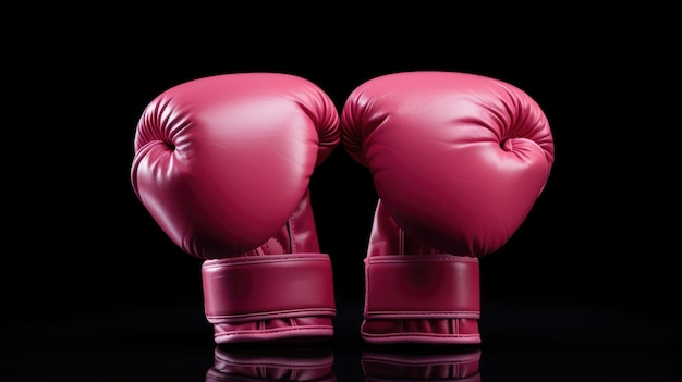 Um tiro de close-up de luvas de boxe rosa