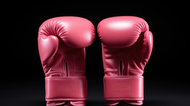 Um tiro de close-up de luvas de boxe rosa