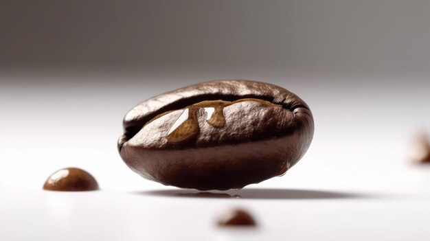 Um tiro macro de grãos de café em pano de fundo limpo