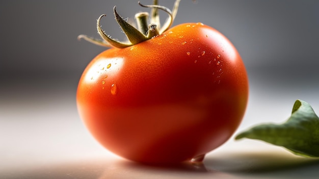 Um tomate em uma mesa com a palavra tomate