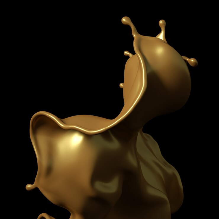 Foto um toque de caramelo dourado em um fundo preto. ilustração 3d, renderização em 3d.