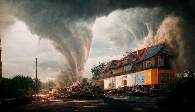 Um tornado atingiu uma casa na aldeia