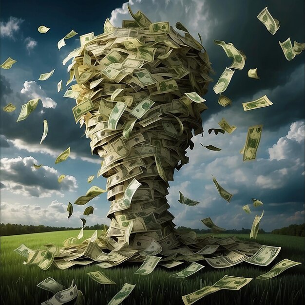 Foto um tornado de dinheiro foi criado.