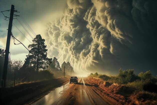 Um tornado se move no chão IA generativa