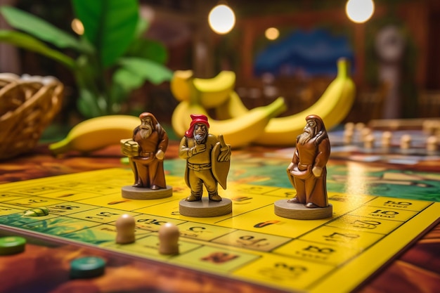 Foto um torneio de jogos de tabuleiro com tema de banana