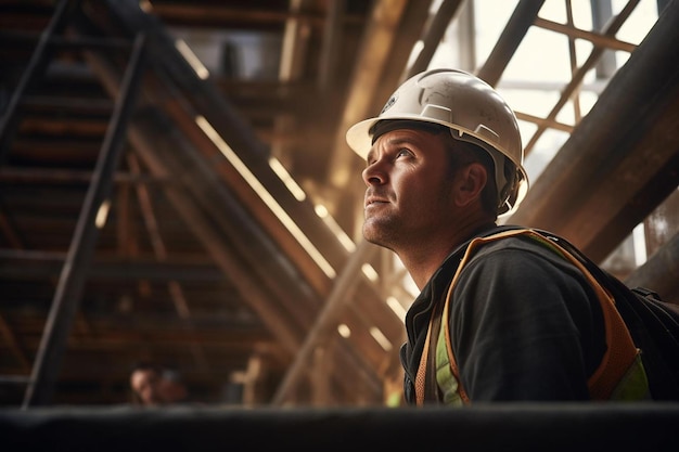 um trabalhador em um canteiro de obras