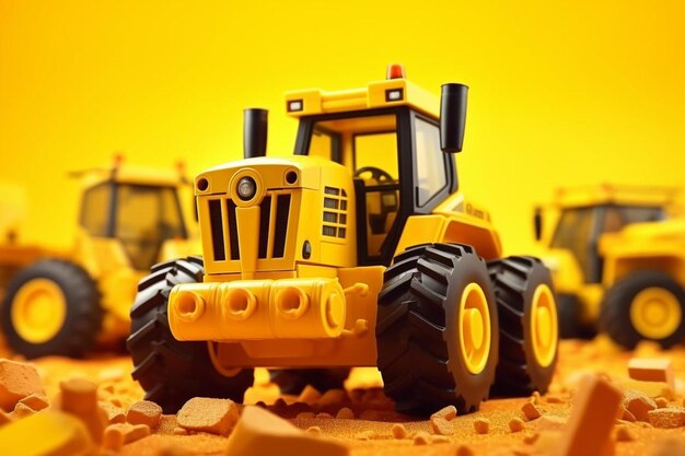 Um tractor amarelo com o número 3 na parte de trás