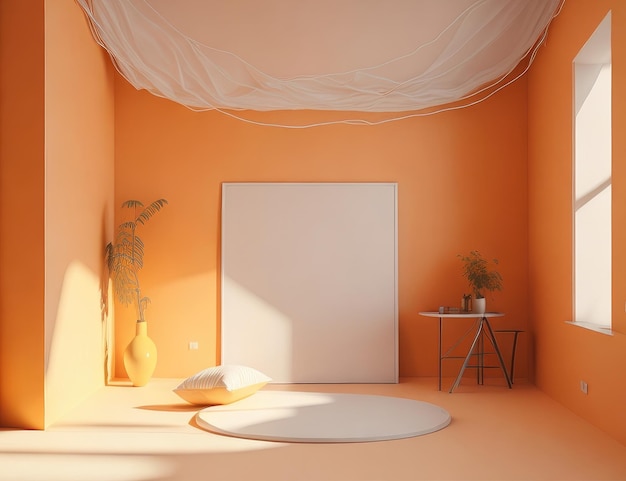 Um tranquilo quarto laranja bkacground