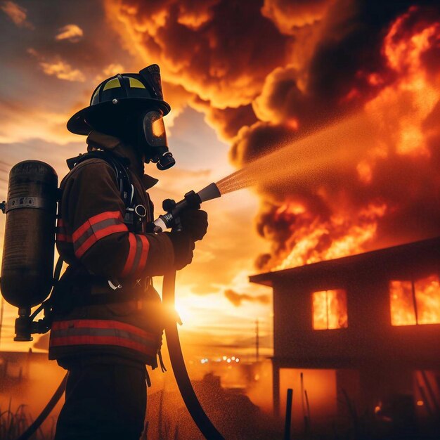 Um treinamento de bombeiros