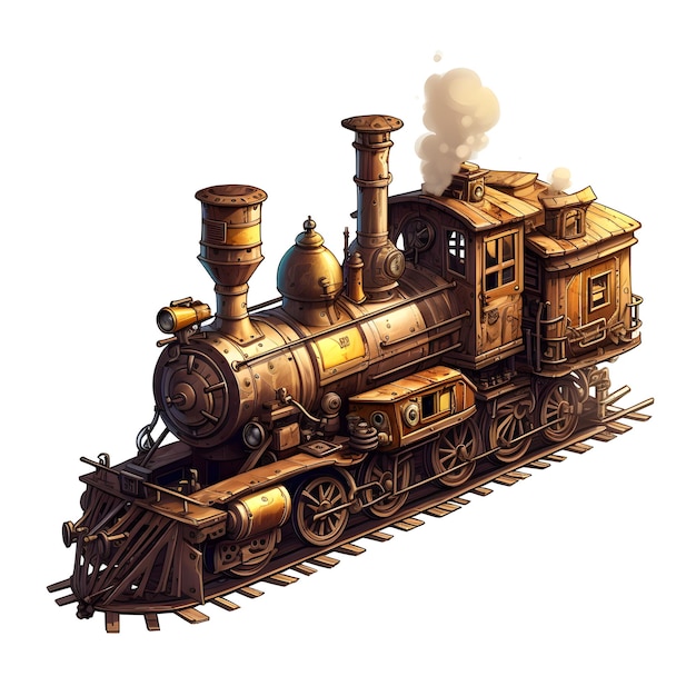 Um trem com uma locomotiva a vapor