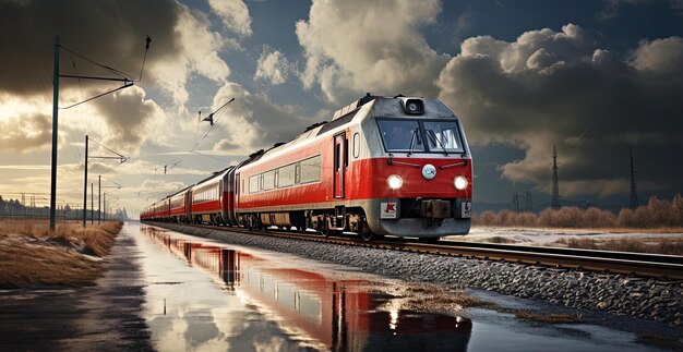 um trem vermelho com o número 1 na frente