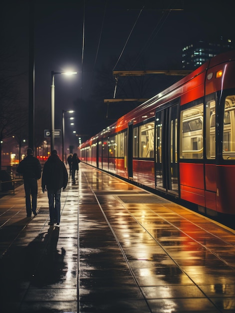 um trem vermelho e preto