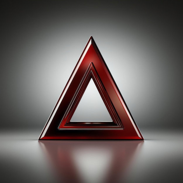 um triângulo vermelho sobre um fundo escuro