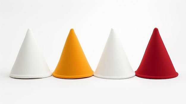 Um trio de cones de cores vibrantes que chamam a atenção