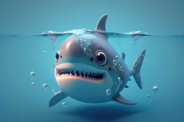 Um tubarão com nariz grande e nariz grande está nadando na água.