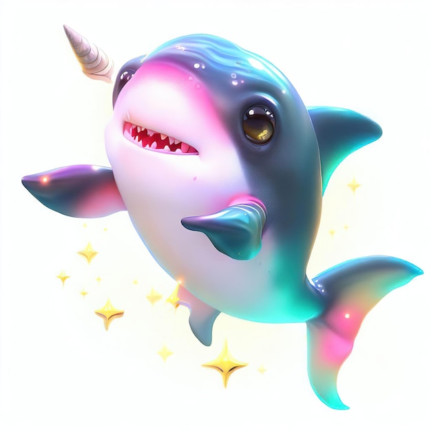 Um tubarão com um chifre e um nariz que diz "unicórnio"