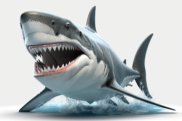 Um tubarão com uma boca grande e uma boca grande.