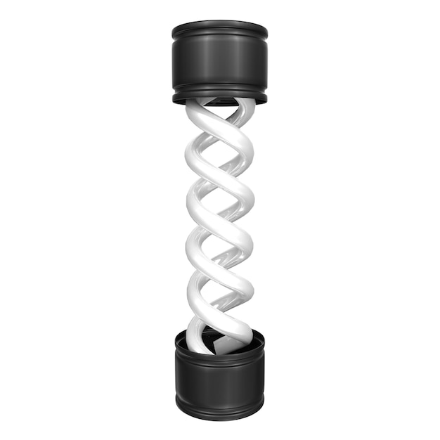 Um tubo espiral preto e branco com fundo branco.