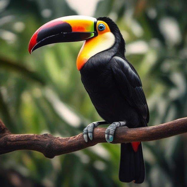 Foto um tucano é bonito na floresta.