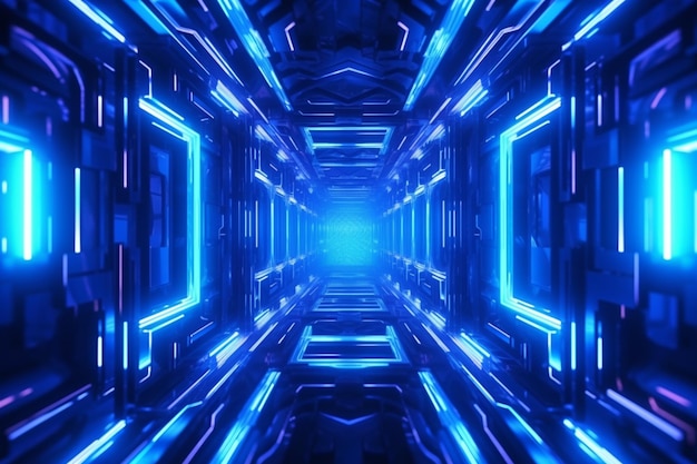 Foto um túnel azul com uma luz azul que tem a palavra luz nele.