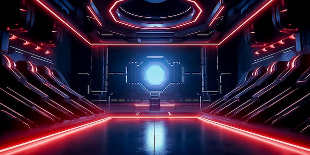 Um túnel iluminado por neon direto da ficção cyberpunk gerada por IA