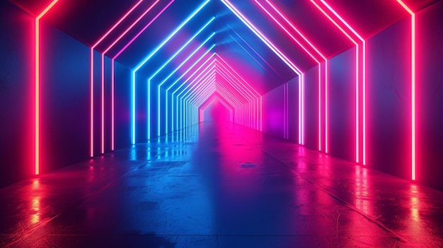 Foto um túnel que tem luzes nele e a porta está aberta velocidade streamlined luz azul e roxo especial