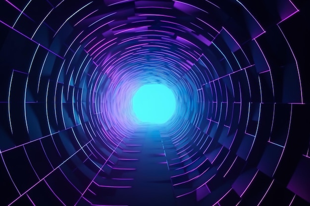 Um túnel que tem uma luz azul nele