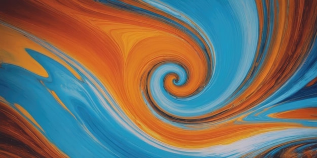 Um turbilhão cativante de gradiente azul e laranja Gradiente de pintura líquida e pinceladas