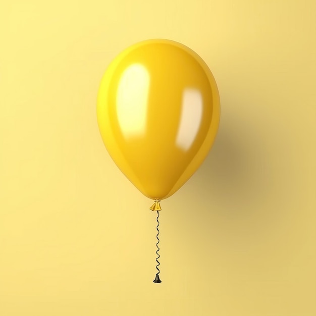 Foto um único balão amarelo 3d iluminação direita 3d illustrat