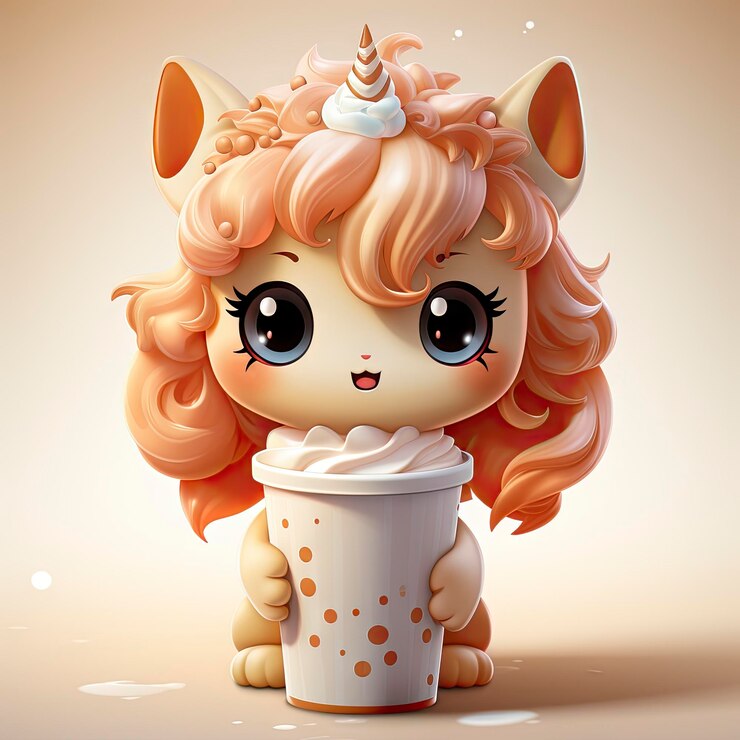 Foto um unicórnio kawaii em meio a uma paisagem de sonhos pastel