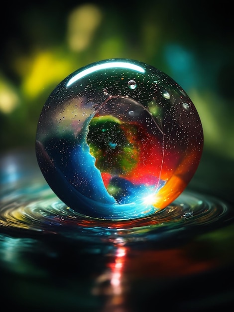 Um universo em miniatura de cor e luz contido em uma única gota de água