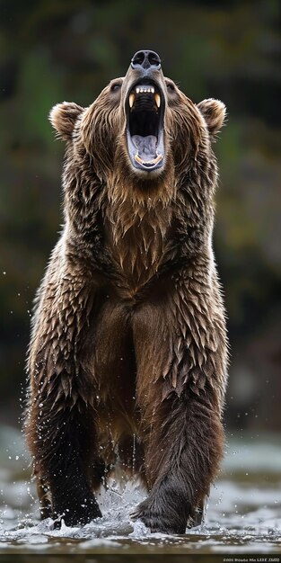 Foto um urso castanho com um grande sorriso no rosto