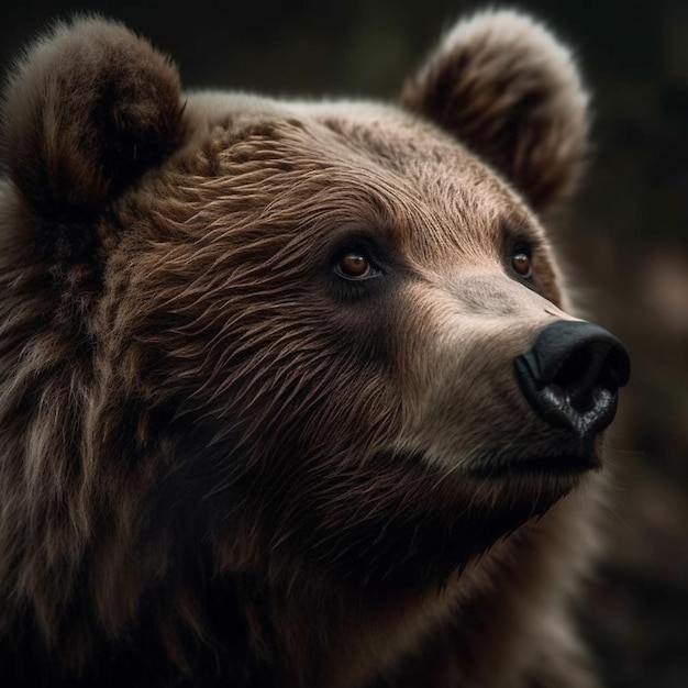 Um urso com nariz preto e nariz preto está olhando para a câmera.