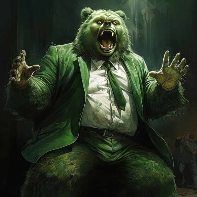 Foto um urso com um casaco verde e um casaco verde