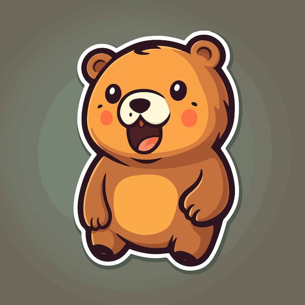 Um urso de desenho animado com um grande sorriso no rosto