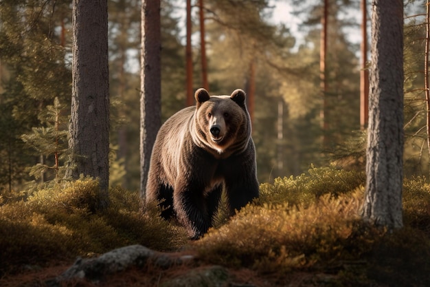 Um urso em uma floresta