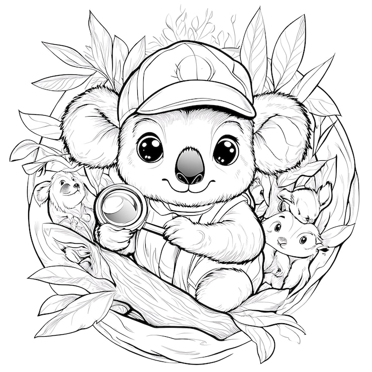Foto um urso koala com um boné de beisebol e um taco de beisebal